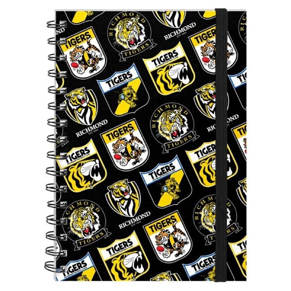 Richmond Tigers AFL Hard Cover Through the Years Logo Spiral Bound A5 Notebook