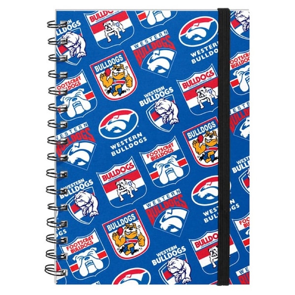 Western Bulldogs AFL Hard Cover Through the Years Logo Spiral Bound A5 Notebook
