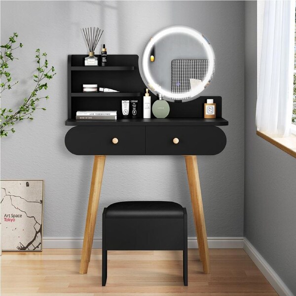 ALFORDSON 2 Piece Carina Dressing Table & Stool Set