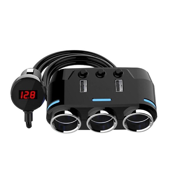 Dual USB Charger 3 Way Car Socket Splitter