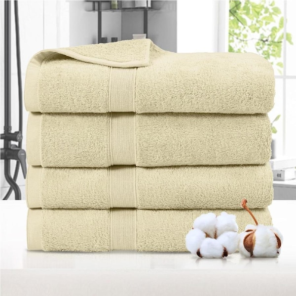 LINENOVA 4 Pcs Bath Towels 100% Pure Cotton Bathroom Soft Towel Set 550 GSM 8 Colours Linen