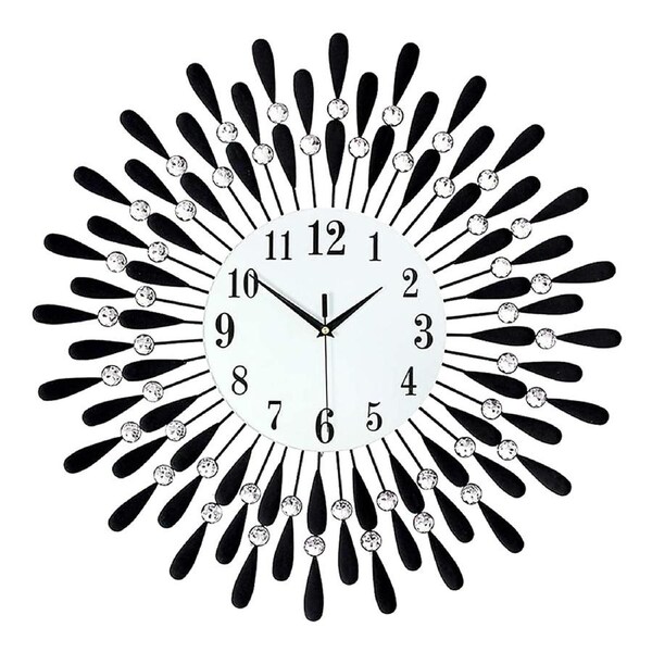 Round Metal Art Large Modern Crystal Wall Clock