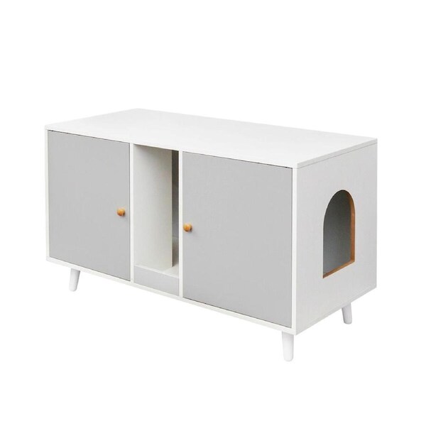 Cat Litter Box Enclosure 3in1 Bed House Kitty Cave Storage Cabinet Pet Toilet Console Table Modern Furniture