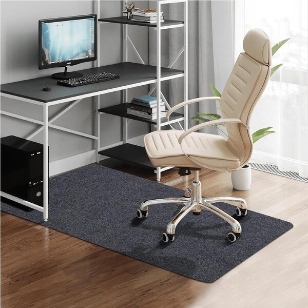 Large Office Chair Carpet Mat for Hard Floors, Foldable, Grey (90x120cm)