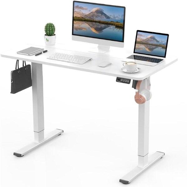 Electric Height Adjustable Standing Desk 110x60cm for Home Office - White