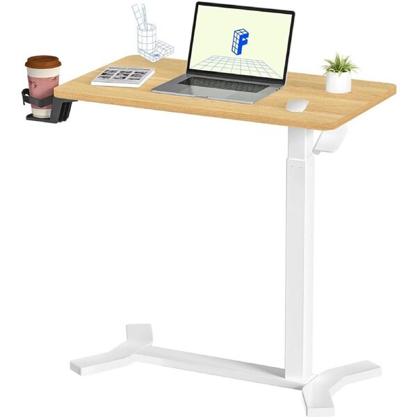 Adjustable Overbed Table with Wheels for Hospital and Home Use - 80x45 CM Maple