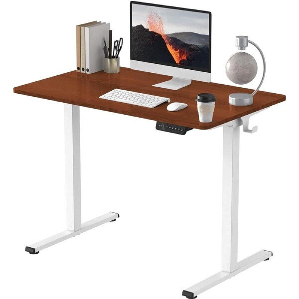 Electric Standing Desk with 100x60cm Maroon Desktop - Ergonomic, Height Adjustable E150