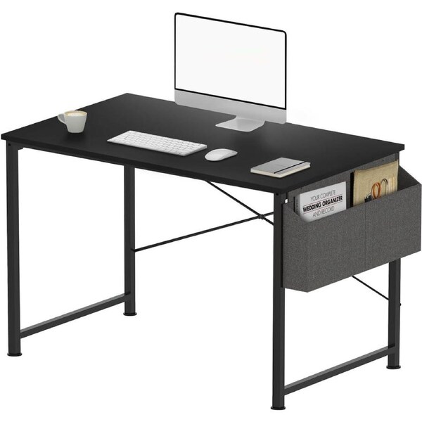 40-Inch Desk with Storage Box - Home Office Computer Writing Study Desk - Black Metal Frame
