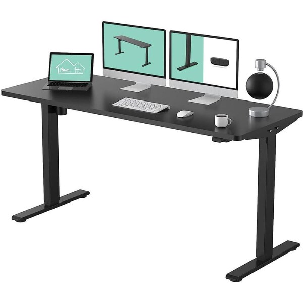 Height Adjustable Electric Standing Desk - Home Office Table (Black, 150x60cm)
