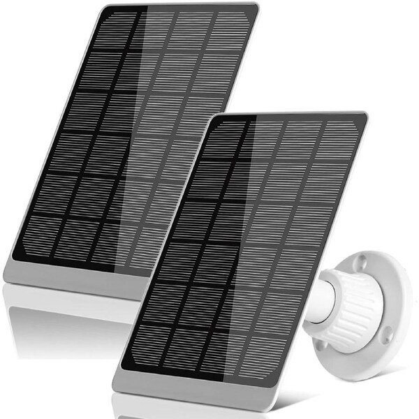 2 Pack 5V 4W Solar Panel Charger for Ring Cameras, IP66 Outdoor Panel, DC 3.5mm Port