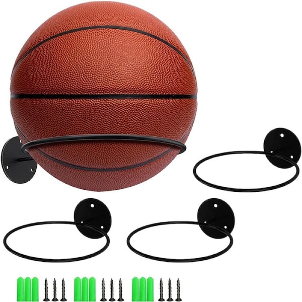Basketball Holder Wall Mount Ball Storage, Organizer 3 Pack