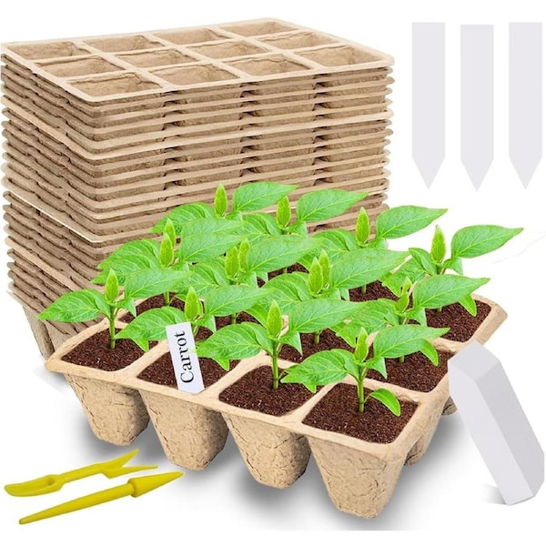 240 Cell Seed Start Tray with Biodegradable Peat Pots and Tools