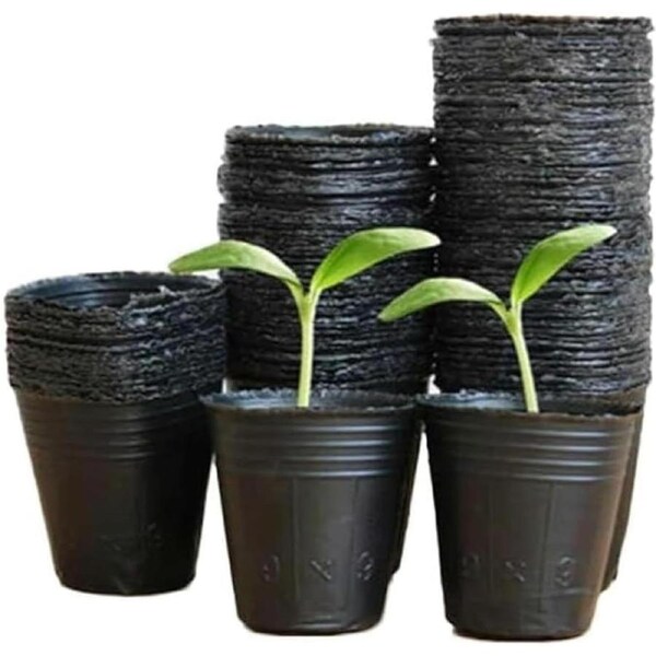 100 Planting Bags for Small/Large Garden - Black, 9x9CM