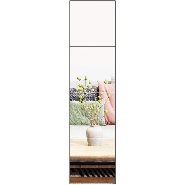 Full Length Mirror Tiles 12 Inch 4Pcs Frameless Wall Set for Home Gym Vanity Bedroom Living Room