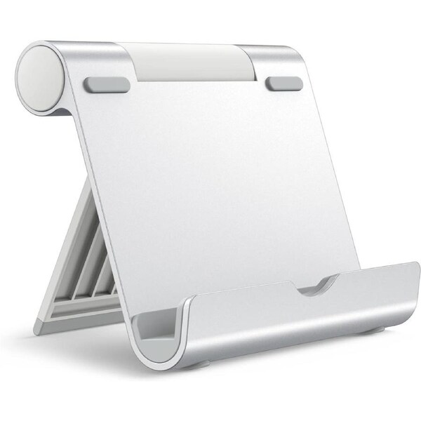 Tablet Stand - Adjustable Portable Desktop Holder for iPad, Galaxy, Kindle, Silver