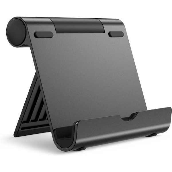 Tablet Stand - Adjustable Portable Desktop Holder for iPad, Galaxy, Kindle, Tab/Phones - Black