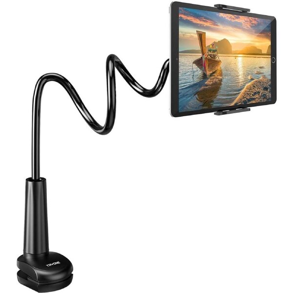 Adjustable Gooseneck Tablet Holder for Bed - Compatible with iPad, Galaxy, Kindle, Switch
