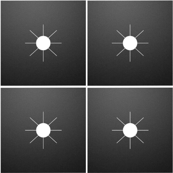 4 PCS Non-Stick Gas Stove Protectors for Kitchen - Easy to Clean (Black)