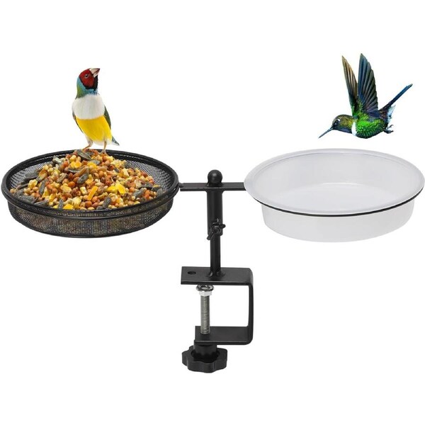 Deck Mount Bird Feeder Stand with Detachable Bowl - 2 in 1 Water and Food Container