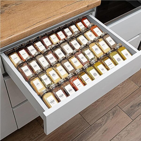 4 Tier Expandable Spice Rack Drawer Organizer for Kitchen