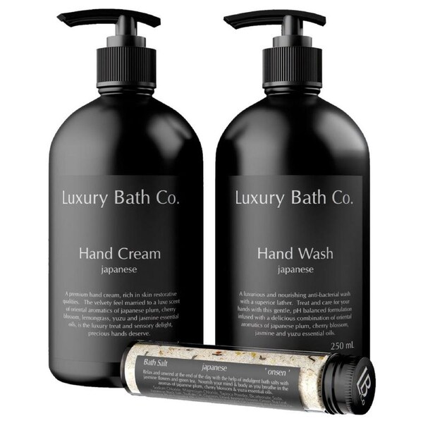 Luxury Bath Co. Hand Wash and Cream Bundle Japanese Ritual 2 Pack (BONUS BATH SALT)