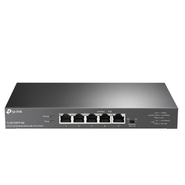 TP-Link TL-SG105PP-M2 5-Port 2.5G Desktop Switch with 4-Port PoE++