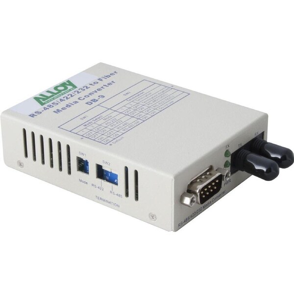 Alloy SCR460ST-1 RS-232/422/485 Serial DB-9 to Multimode Fibre Converter. Max. range 2Km