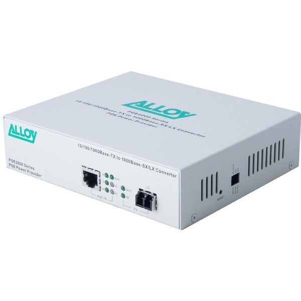 Alloy POE2000LC.10 10/100/1000Base-T PoE RJ-45 to 1000Base-LX SingleMode (LC). Wavelength: 1310nm. Max. range 10Km (EOL)