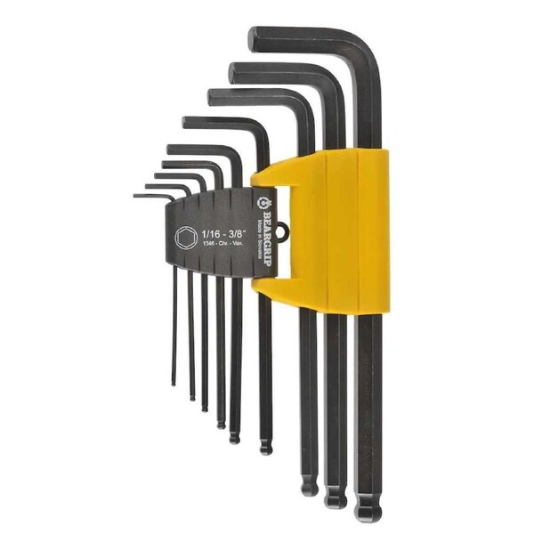 Beargrip Hex Key Swing Set 9 piece Ball End 1/16 - 3/8 BG-1346