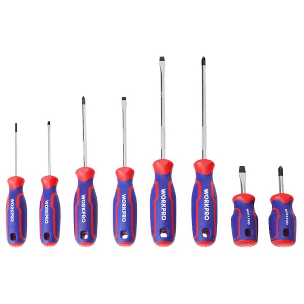 WORKPRO Screwdriver Kits 8-piece Magnetic Screwdrivers Set (Phillips, Flathead, Slotted, Stubby Screwdrivers)