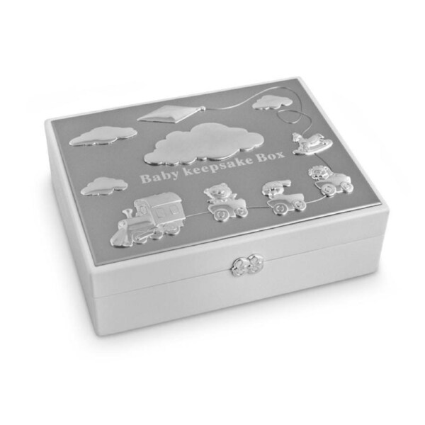 Baby Keepsake Box First Tooth Hair Curl Photo Memory Storage Silver Newborn Gift