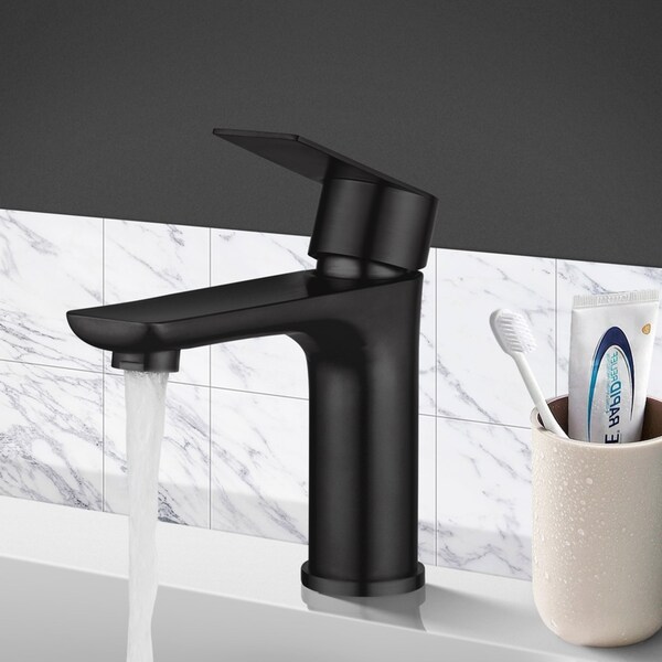 ACA Bathroom Tap Black Lever Handle Basin Mixer Tap Vanity Sink Round Faucet