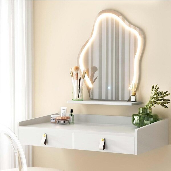 2 Drawers Artiss Dressing Table Floating LED White Daphne