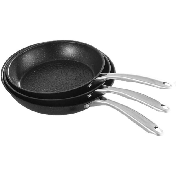 3-Piece Stainless Steel Kitchen Honeycomb Coated Nonstick Skillet Frying Pan