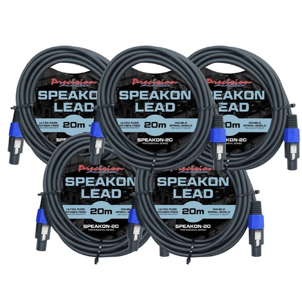 Precision Audio 5 Pack Speakon to Speakon Cable 20m SPEAKON20