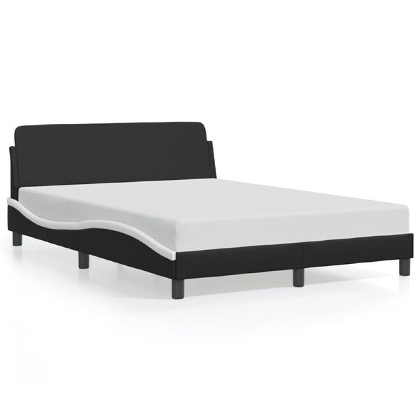 Bed Frame "Dover" Black and White 137x190 cm Double Faux Leather vidaXL