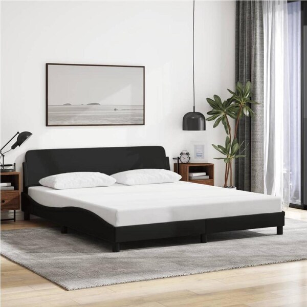 Bed Frame without Mattress Black 152x203 cm Queen Fabric vidaXL