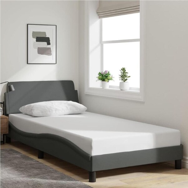 Bed Frame without Mattress Dark Grey 107x203 cm King Single Fabric vidaXL