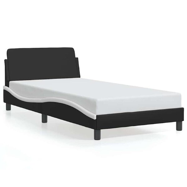 Bed Frame "Dover" Black and White 107x203 cm King Single Faux Leather vidaXL