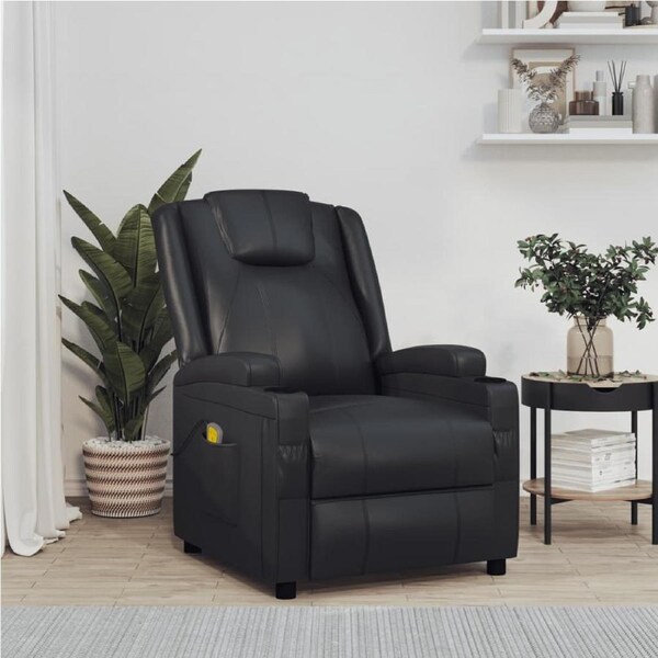 Massage Chair Black Faux Leather vidaXL