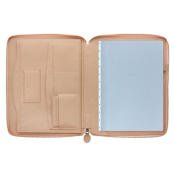 Filofax Classic Stitch A4 Folio Notebook Soft Leather Office Stationery Peach