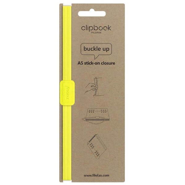 Filofax Saffiano Elastic A5 Stick-On Clipbook Closure Accessory Fluoro Yellow