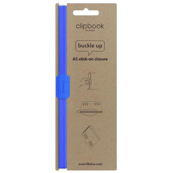 Filofax Saffiano Elastic A5 Stick-On Clipbook Closure Accessory Fluoro Blue