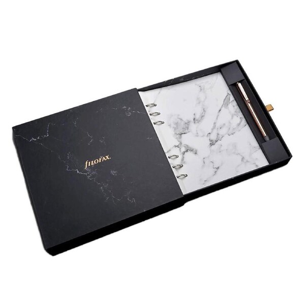 Filofax A5 Clipbook Marble & Rose Gold Pen Gift Set Office/School Stationery