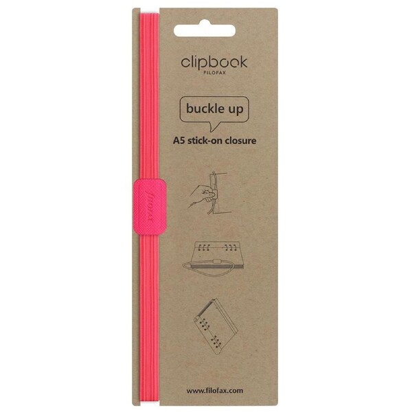 Filofax Saffiano Elastic A5 Stick-On Clipbook Closure Accessory Fluoro Pink