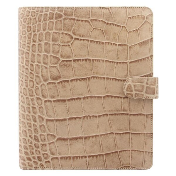 Filofax Classic A5 Crocodile Leather Organiser Office/School Stationery Fawn