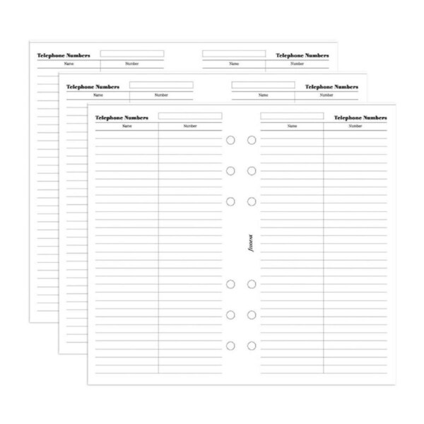 3x Filofax Pocket Notebook Refill Name/Telephone Number Note Personal Organiser