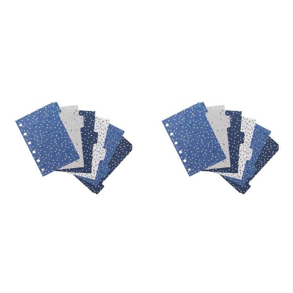 2x 6pc Filofax Pocket 12cm Plastic Dividers Art/Craft Project Organiser Indigo