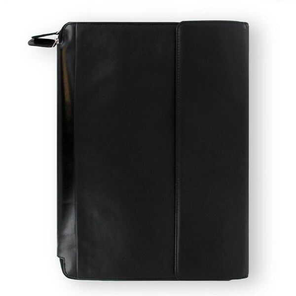 Filofax A4 Nappa Leather Zipped Folio w/Ruled Notepad Personal Organiser BLK