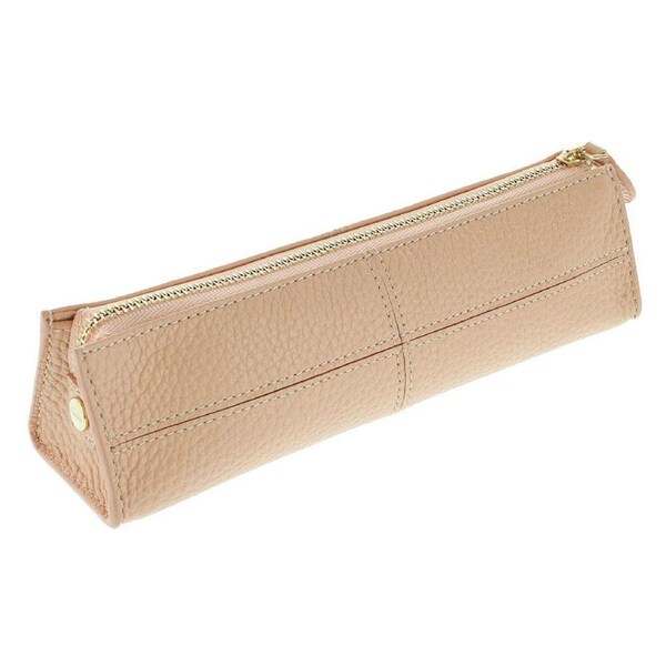 Filofax Classic Stitch Soft Zip Pen Case Leather Pencil Carry Bag Peach 19cm